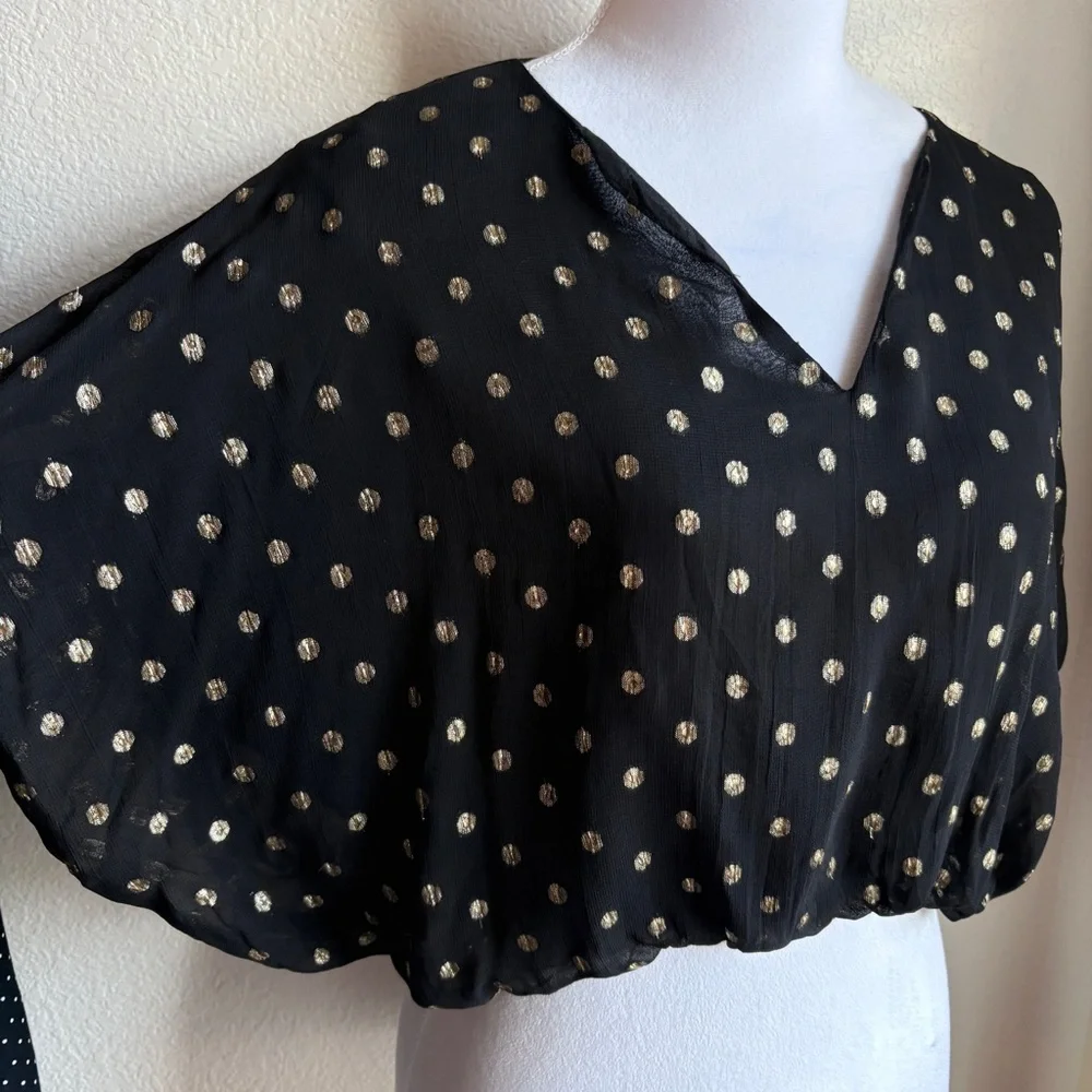 NWT Marea by Liz Joy Mary Top in Black Gold Dot M - Picture 3 of 7